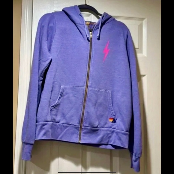 Aviator Nation Zip Up Hoodie Sweatshirt with Pink Bolt - Picture 1 of 6